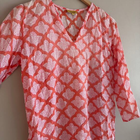 Roberta Roller Rabbit Pink Red Patterned Jemina Kurta Tunic Size Small - Picture 4 of 5